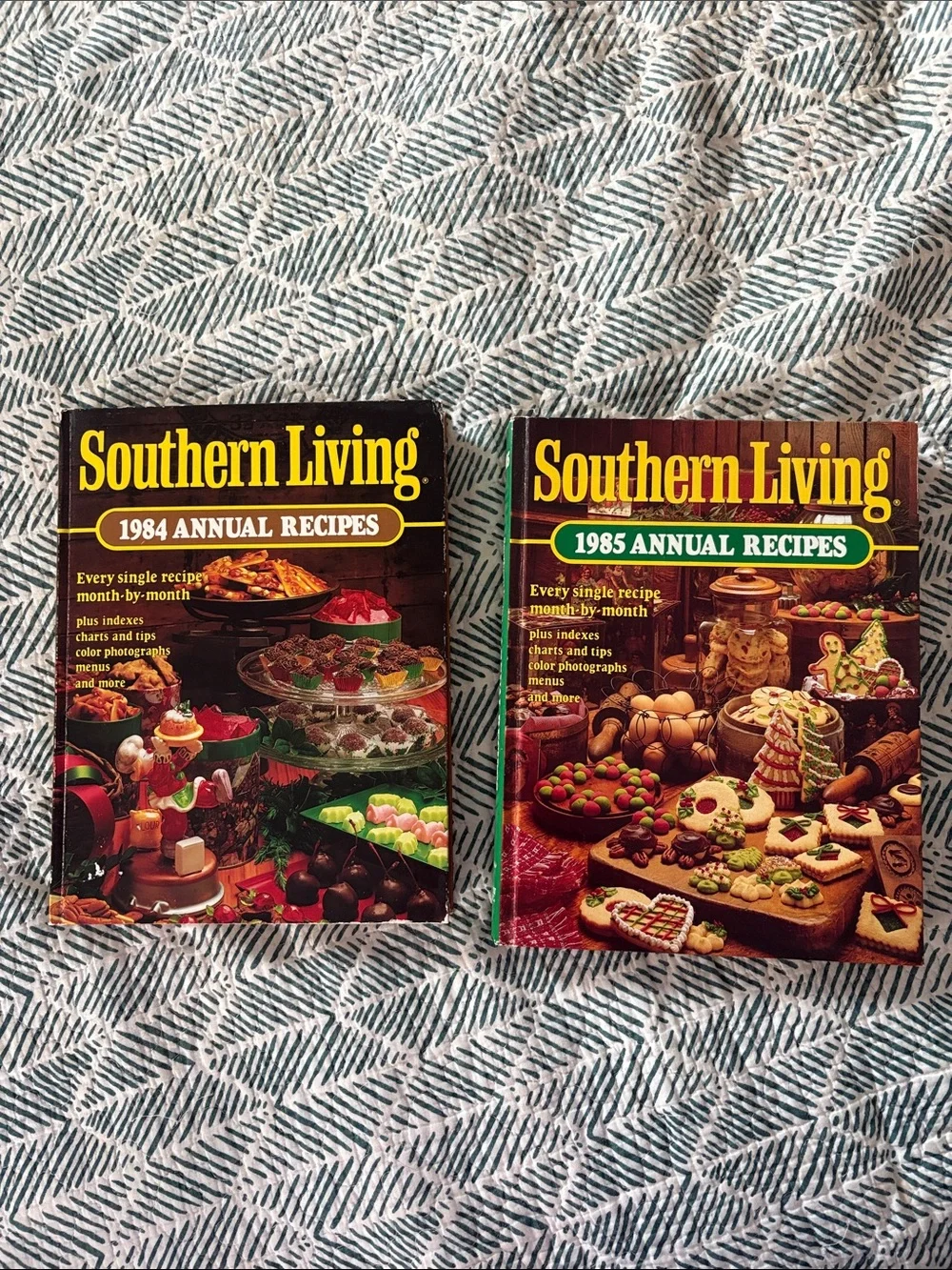 1984 and 1985.Southern Living Annual Recipes Pair — Brown & Green Covers
